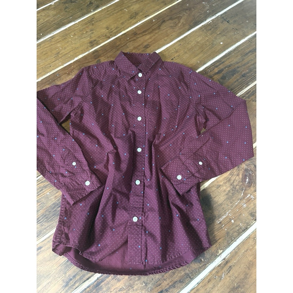 Burgendy Boys Long Sleeve Button Up 10/12